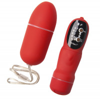 Красный мини-вибратор с пультом ДУ