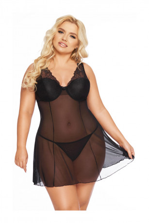 Прозрачная черная комбинация Berta XL