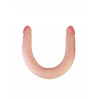 Телесный реалистичный двухголовый фаллоимитатор из нежной киберкожи