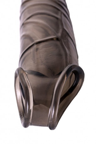 Дымчатая фаллическая насадка с подхватом и закрытой головкой