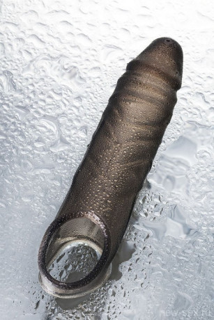 Дымчатая фаллическая насадка с подхватом и закрытой головкой