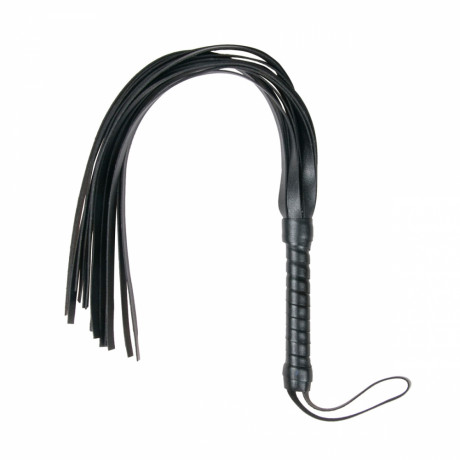 Черная плеть с удобной ручкой Leather Flogger