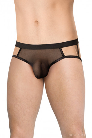 Черные мужские трусы из сетки с открытой попкой SoftLine Collection
