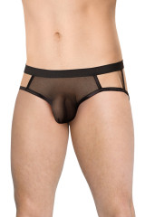 Черные мужские трусы из сетки с открытой попкой SoftLine Collection