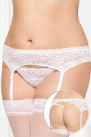 Кружевные белые трусики и пояс для чулок большого размера