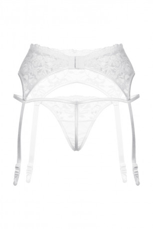 Кружевные белые трусики и пояс для чулок большого размера