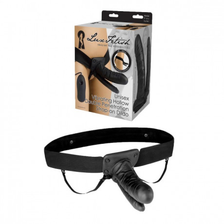 Вибрирующий полый фаллоимитатор с двойным проникновением Lux Fetish