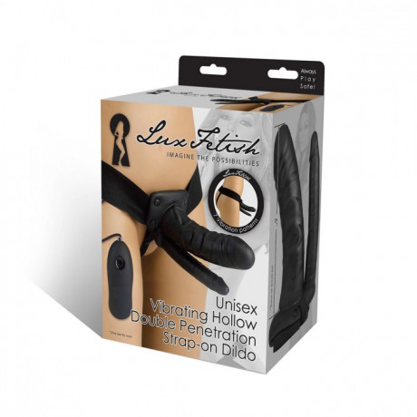 Вибрирующий полый фаллоимитатор с двойным проникновением Lux Fetish