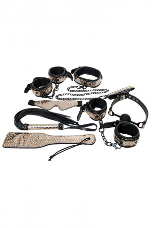 Роскошный золотисто-черный БДСМ-набор для ролевых игр Goddess