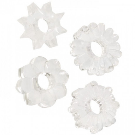 Комплект из четырех эрекционных колец разного рельефа BASIC