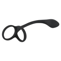 Эрекционное кольцо с утяжкой на мошонку и анальный плаг Black Velvets