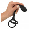 Эрекционное кольцо с утяжкой на мошонку и анальный плаг Black Velvets