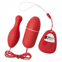 Красный вибронабор с пультом ДУ и 5 режимами вибрации