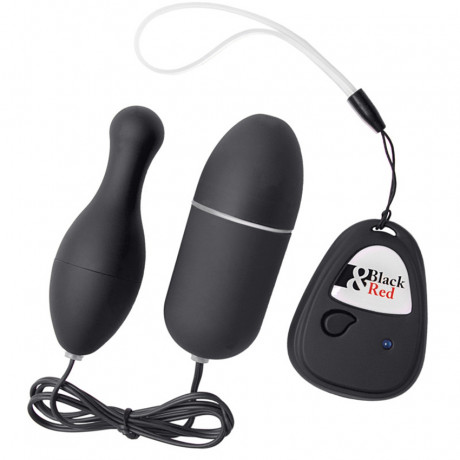 Красный вибронабор с пультом ДУ и 5 режимами вибрации