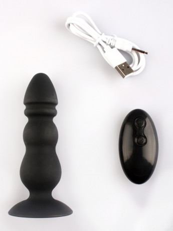 Перезаряжаемый рельефный анальный плаг из силикона с вибрацией