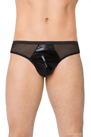 Мужские черные стринги из Wetlook и эластичной сетки SoftLine Collection