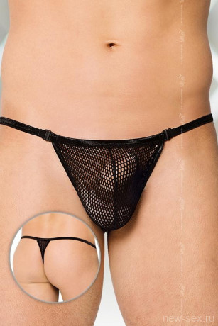 Мужские стринги из эластичной прозрачной сетки черного цвета SoftLine Collection