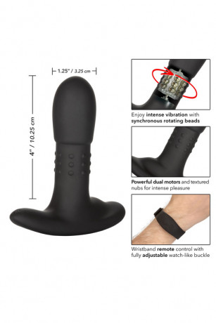 Анальный вибростимулятор с функцией ротации и управлением с браслета Beaded Probe