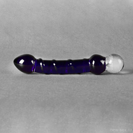 Стимулятор для секса из синего стекла с цветком ручной работы