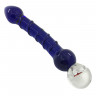Стимулятор для секса из синего стекла с цветком ручной работы