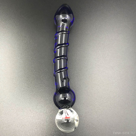 Стимулятор для секса из синего стекла с цветком ручной работы