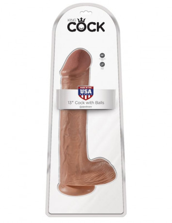 Фаллоимитатор с мошонкой на присоске гигант King Cock 13 Cock with Balls