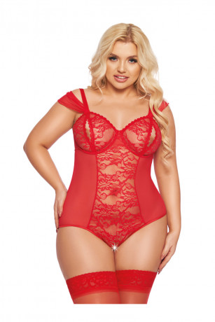 Изысканное красное боди из кружева Dora XL