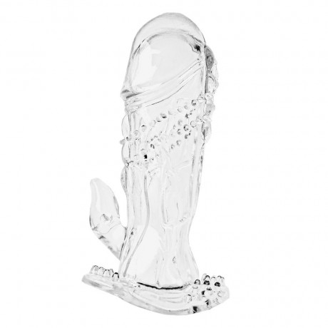 Силиконовая насадка с массажным отростком для клитора