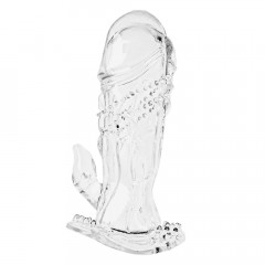 Силиконовая насадка с массажным отростком для клитора