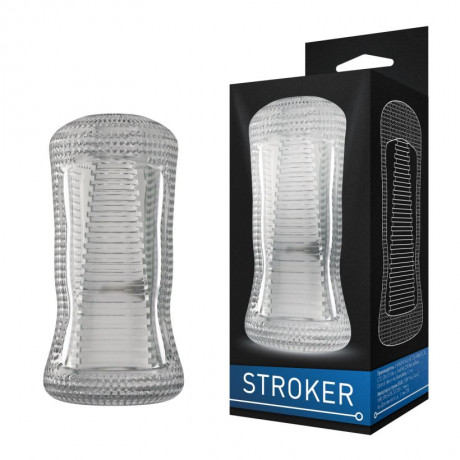 Двухсторонний ребристый маструбатор из прозрачного материала STROKER номер 1 DD
