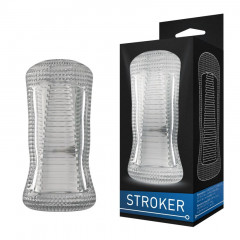 Двухсторонний ребристый маструбатор из прозрачного материала STROKER номер 1 DD