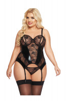 Сексуальный корсет из тонкого кружева и вставками из материала wetlook Jessica XL