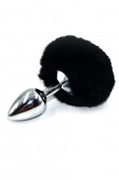 Серебряная анальная пробка с заячьим хвостиком