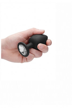 Анальная пробка со смещенным центром тяжести и стразой Self Penetrating Butt Plug