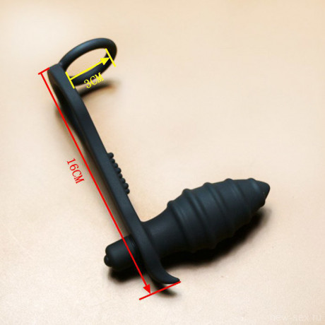 Вибростимулятор простаты с рельефом и кольцом на пенис