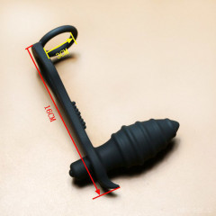 Вибростимулятор простаты с рельефом и кольцом на пенис