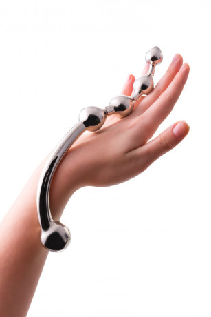 Металлический анальный стимулятор с шариками Metal by TOYFA