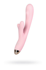Нежно-розовый вибратор с отростком для стимуляции клитора MERYL