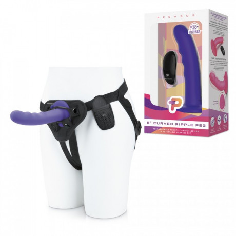 Ребристый страпон с вибро насадкой на ДУ Pegasus