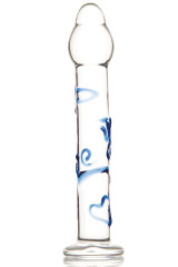 Стеклянный фаллос с объемными узорами и головкой