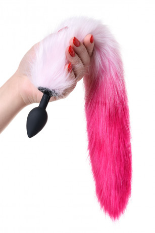 Анальная силиконовая пробка с пушистым розовым хвостом POPO Pleasure