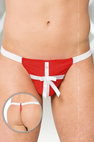 Эротические стринги для мужчин в виде подарка с бантиком SoftLine Collection