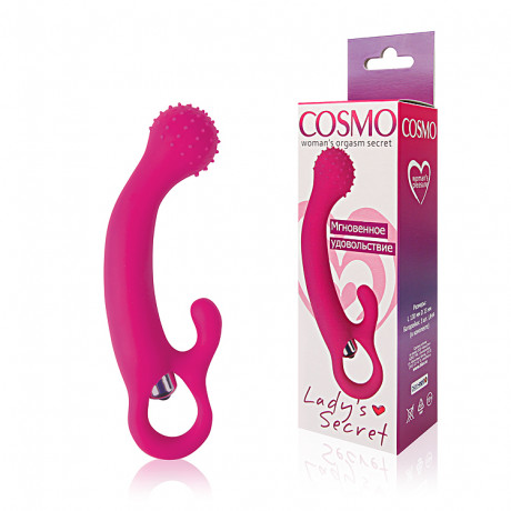 Розовый вибратор с отростком для стимуляции клитора