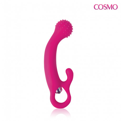 Розовый вибратор с отростком для стимуляции клитора