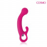 Розовый вибратор с отростком для стимуляции клитора