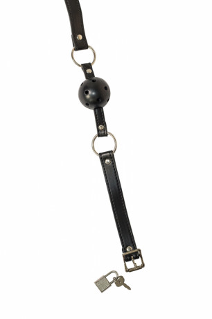 Кляп-шар для БДСМ игр с металлическим замком Party Hard Love Spell Black