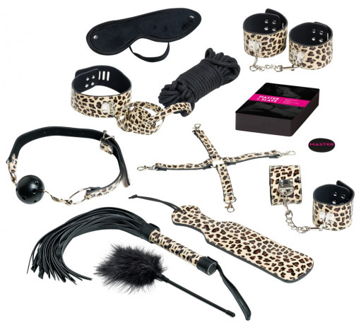 Набор фетиш аксессуаров для фиксации в леопардовой расцветке Master Slave