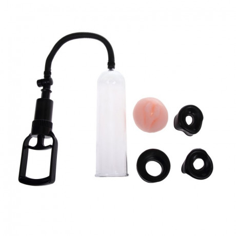 Вакуумная помпа со сменными насадками для стимуляции и мастурбации