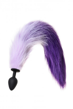 Анальная силиконовая пробка с бело-фиолетовым пушистым хвостом POPO Pleasure