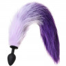 Анальная силиконовая пробка с бело-фиолетовым пушистым хвостом POPO Pleasure